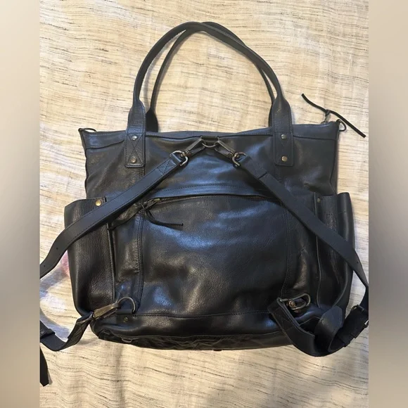 Nena & Co. Black Leather Bag with Colorful Pattern - Picture 3 of 6